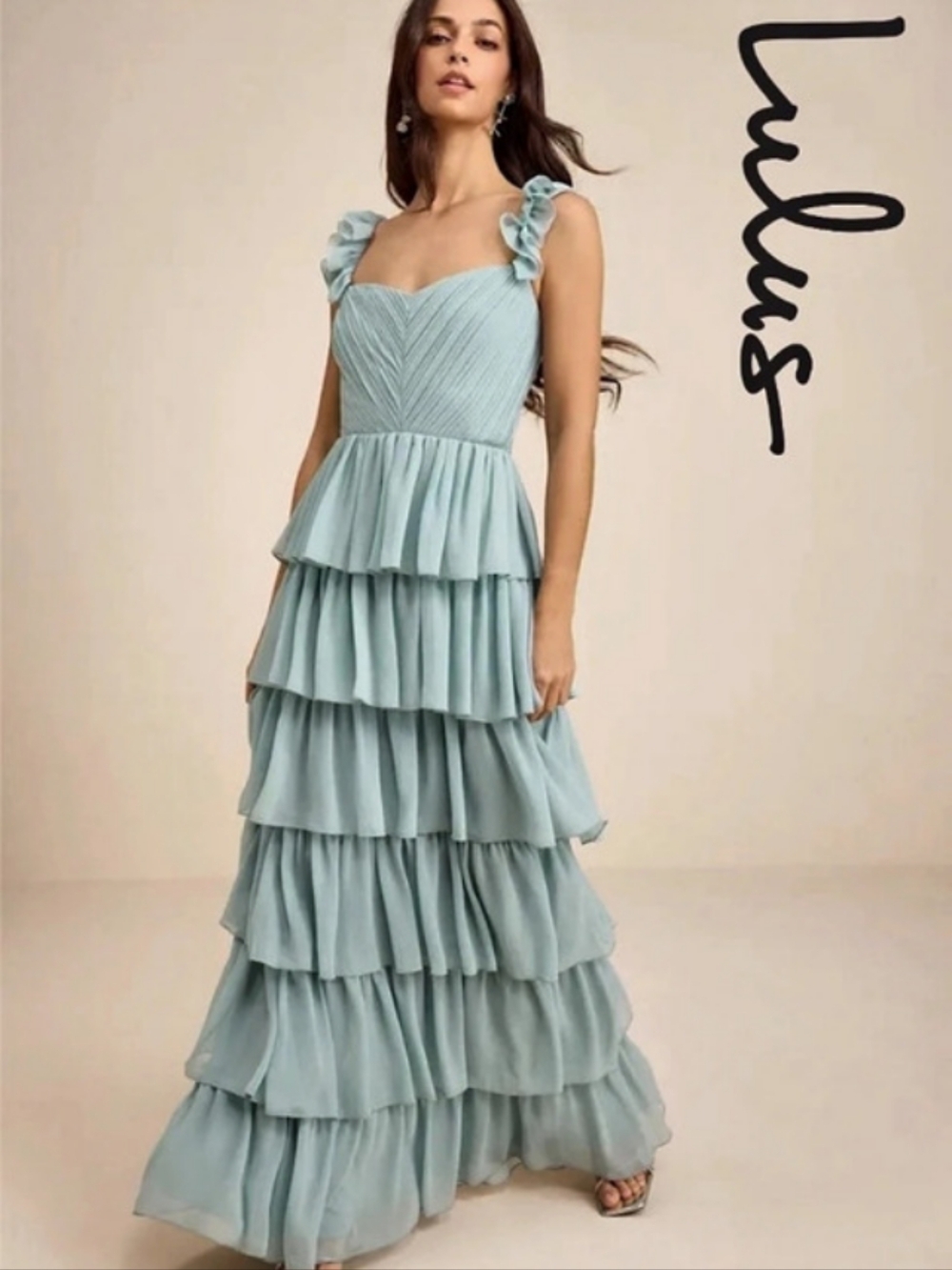 Lulus Alba Light Blue Ruffled Tiered Maxi Dress